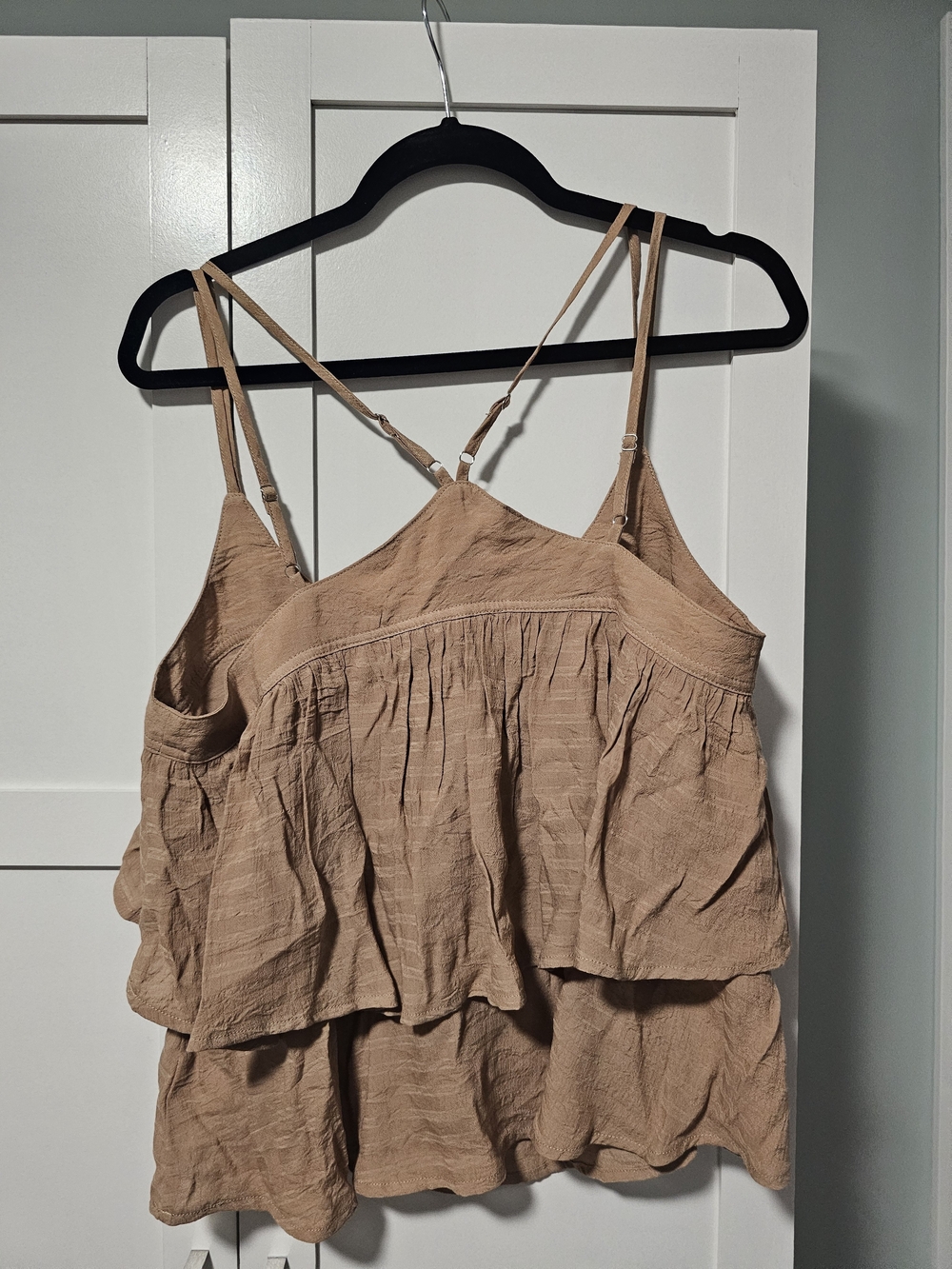 Hem & Thread Brown Ruffle Cold-Shoulder Camisole - Picture 3 of 6